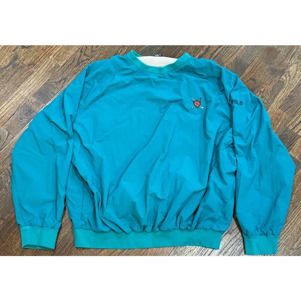 Vintage Polo Golf Ralph Lauren Crest Polo Green Crew Windbreaker Pullover Large